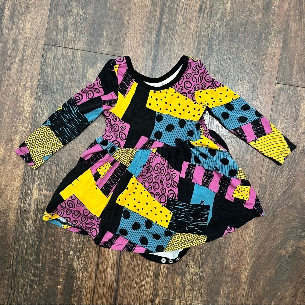 Little Sleepies Nightmare Before Christmas Sally’s Patchwork Twirl Dress 6-12M